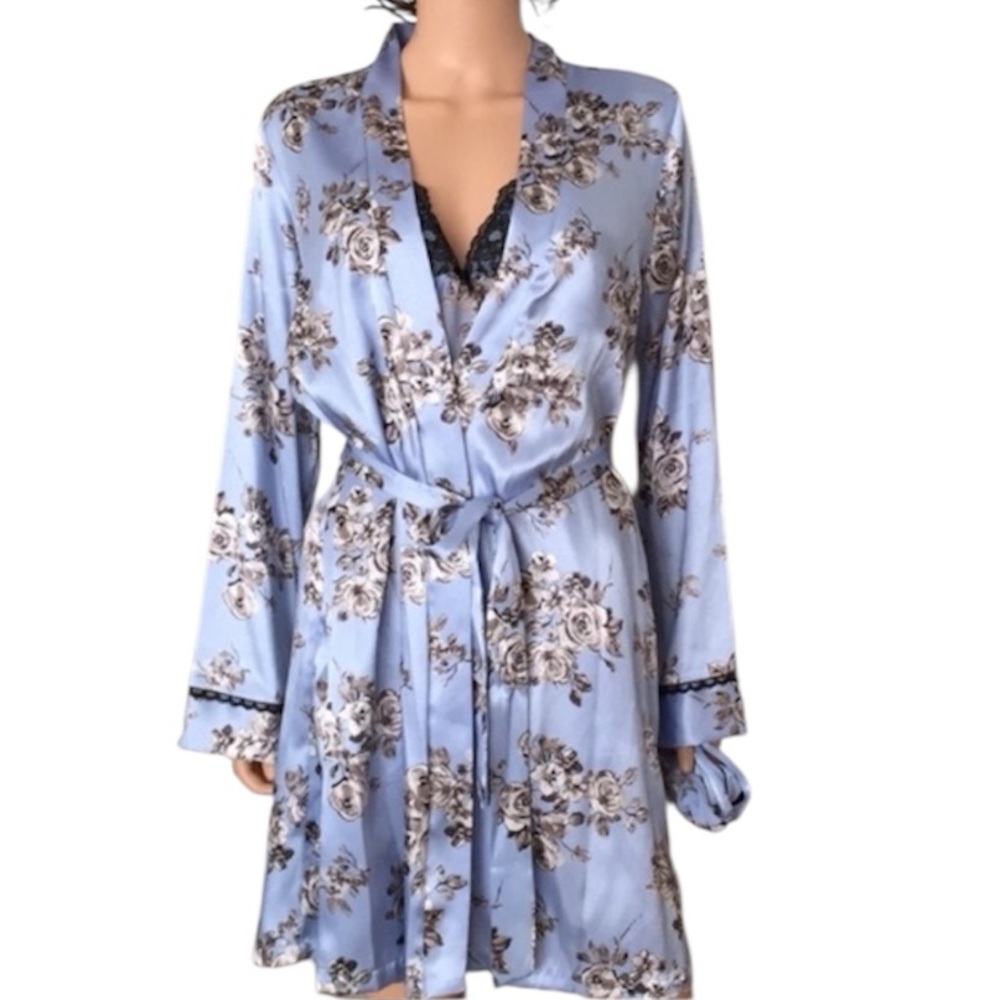NWOT Apt. 9 3 piece satin robe slip dress panty set